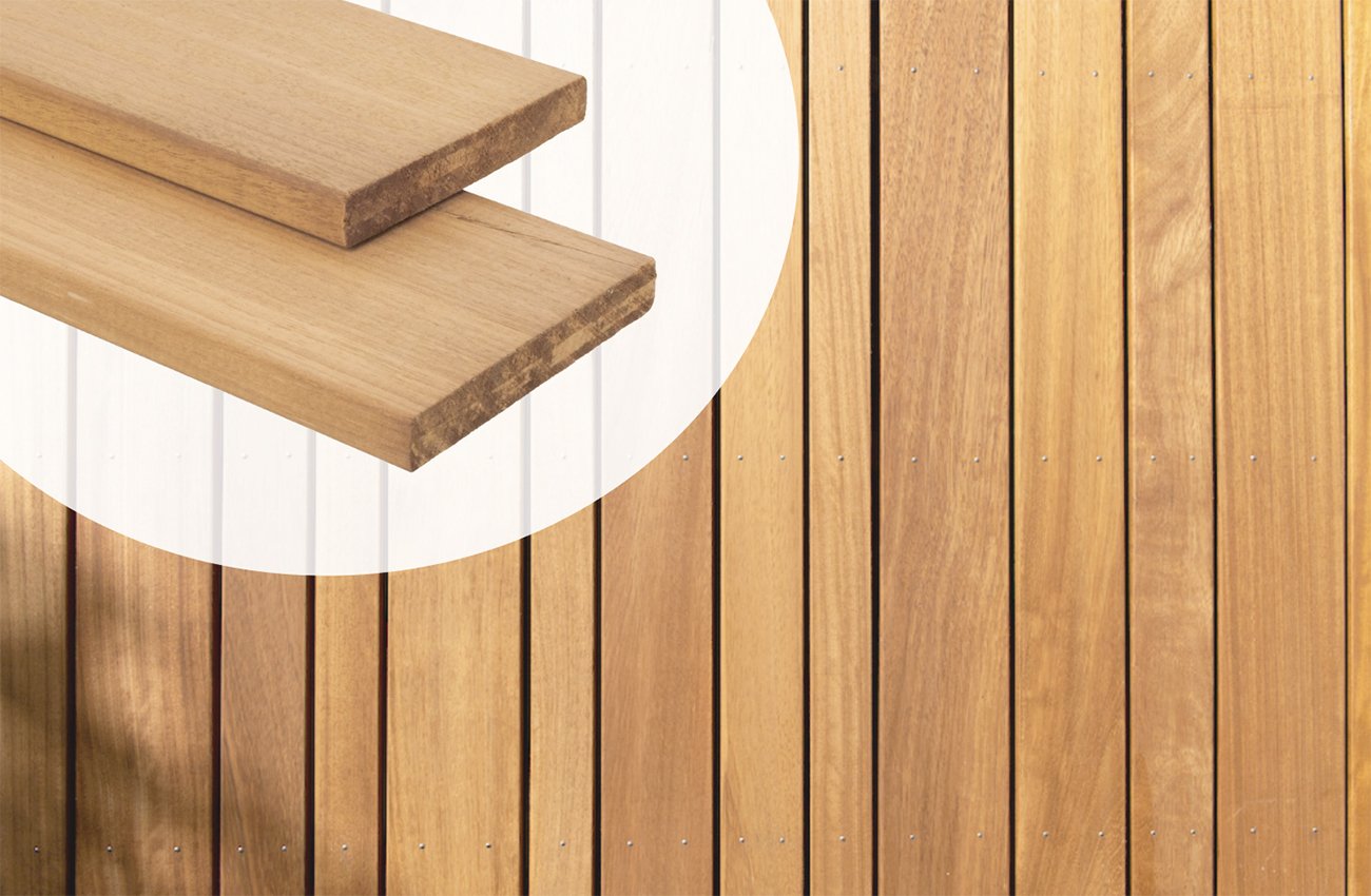 Gevelbekleding Thermisch gemodificeerd Ayous planken 1.8x12cm Rondom Glad geschaafd rechtvormig