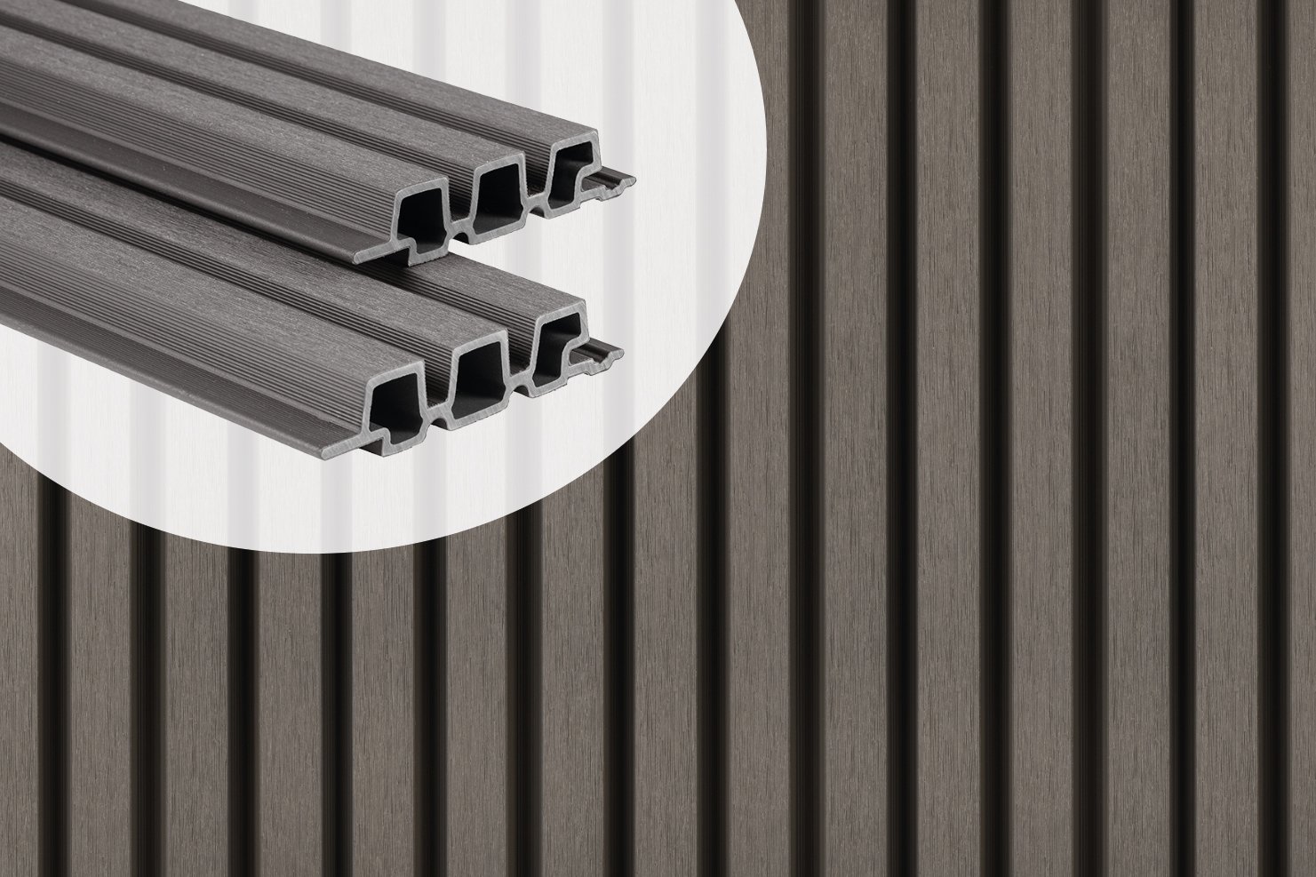 Gevelbekleding Composiet PuraTech 30 Dark Grey 3.3 x 17 cm Triple Profiel