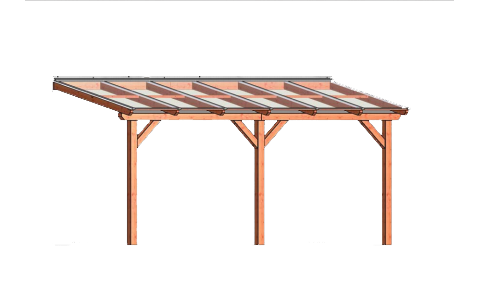 Aanbouw Veranda Douglas fijnbezaagd hout met Opaal melkwit Polycarbonaat dak in 18 maten