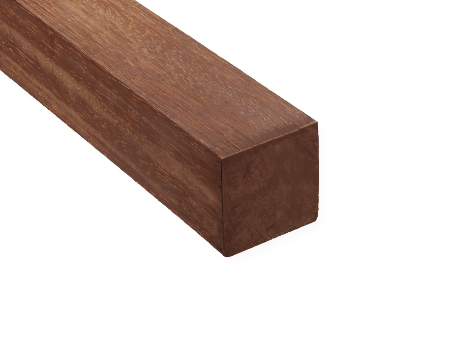 Paal / Balk Hardhout 12x12cm Fijnbezaagd