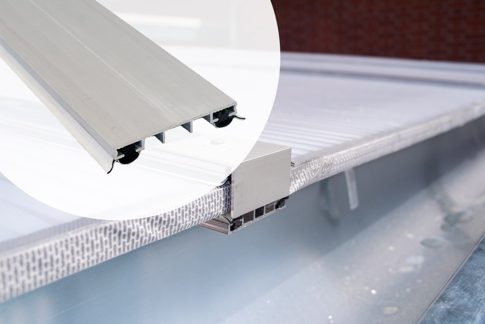 Bovenprofiel aluminium met rubbers voor polycarbonaatplaten diverse maten