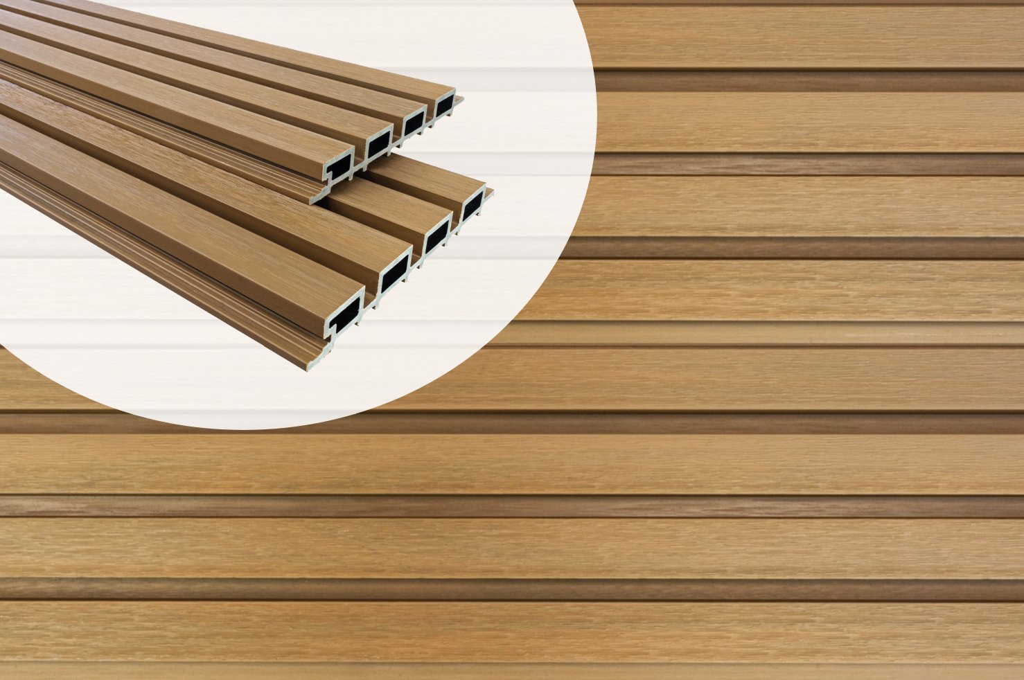 Gevelbekleding Composiet Timmdek Quatro Profiel 2.6×21.9cm Teak