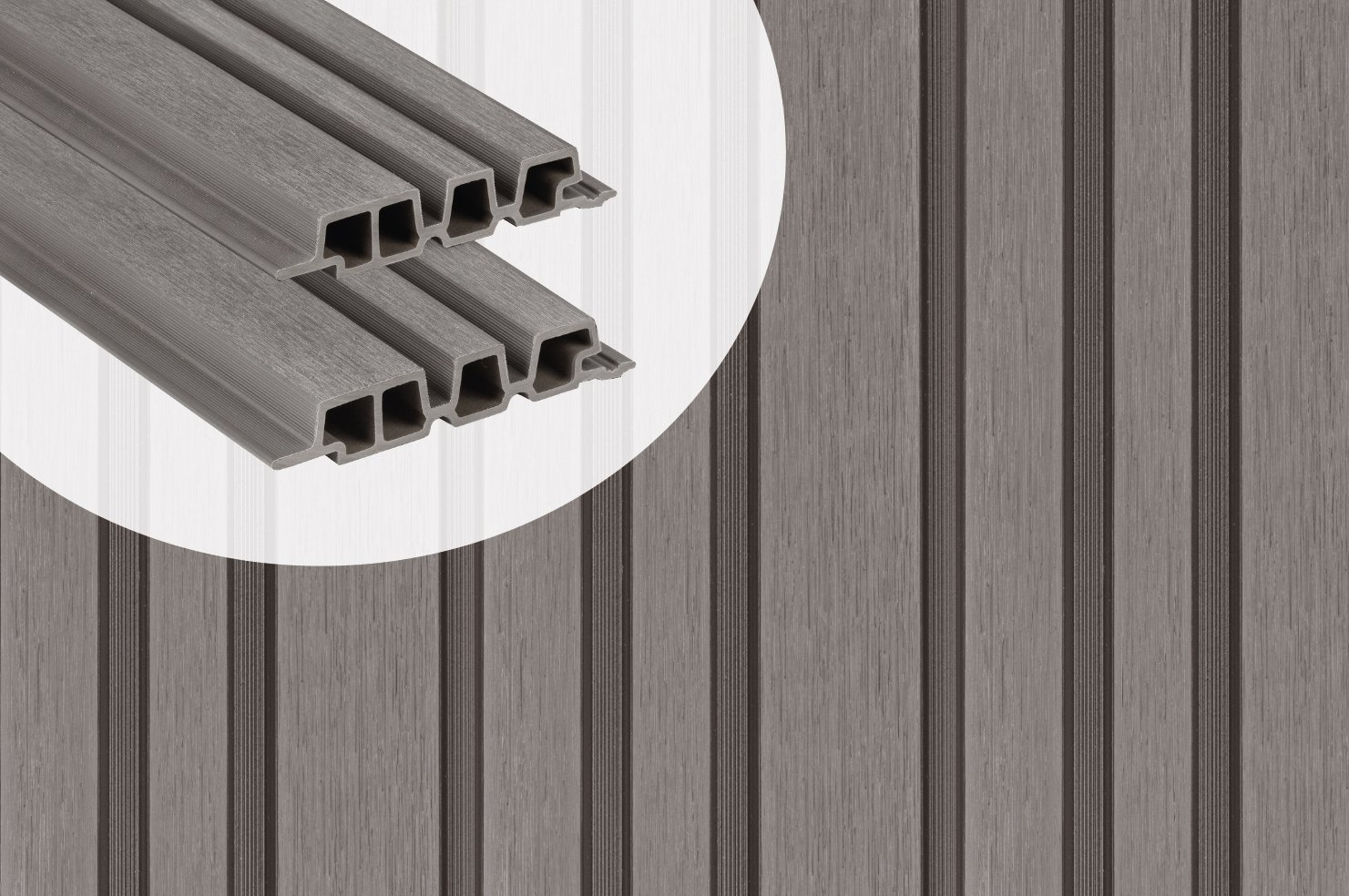 Gevelbekleding Composiet PuraTech 195 Light Grey 3.3 x 19.5 cm Barcode Profiel