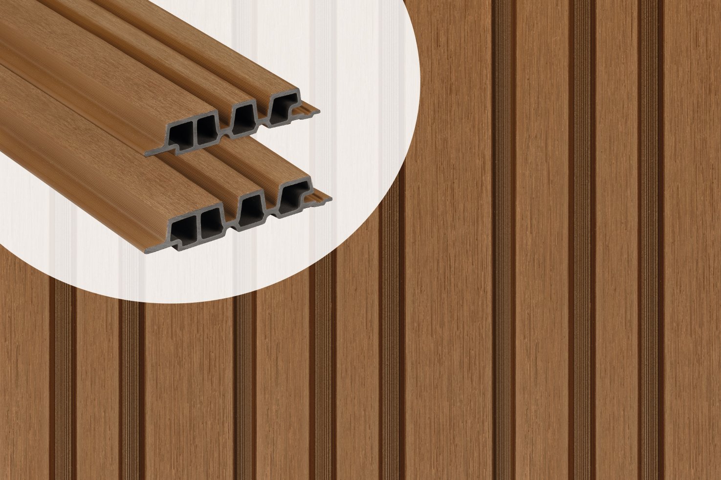 Gevelbekleding Composiet PuraTech 195 Teak 3.3 x 19.5 cm Barcode Profiel