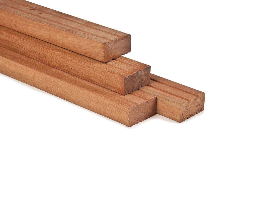 Balk Hardhout Timmerhout 4.4×8.8cm glad geschaafd met dubbele v-groef