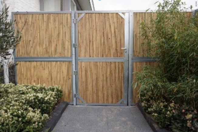 Schuttingdeur Bamboe in Verzinkt Frame – Hoogte 200 cm