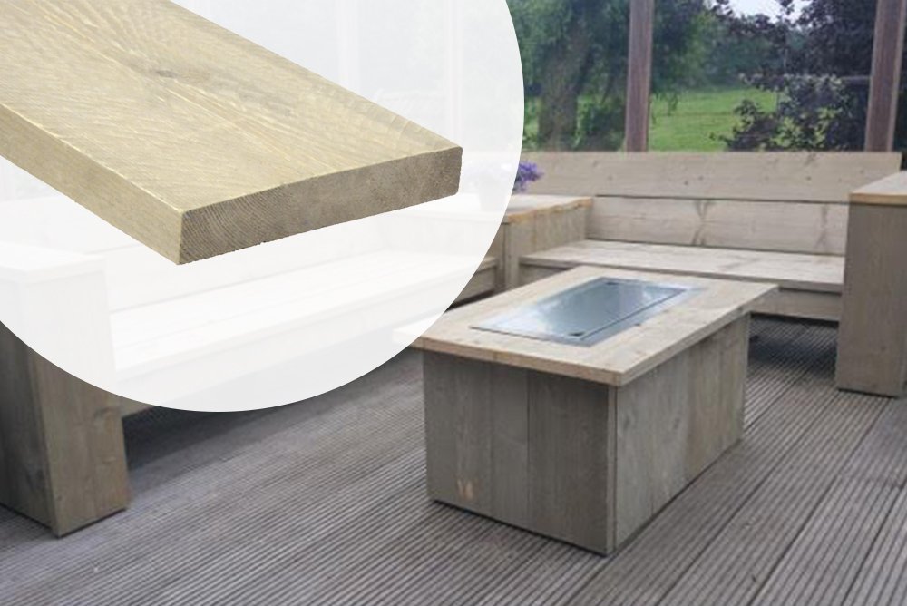 Steigerplank in Gebruikt Oud grijs 3.0x19cm Fijnbezaagd