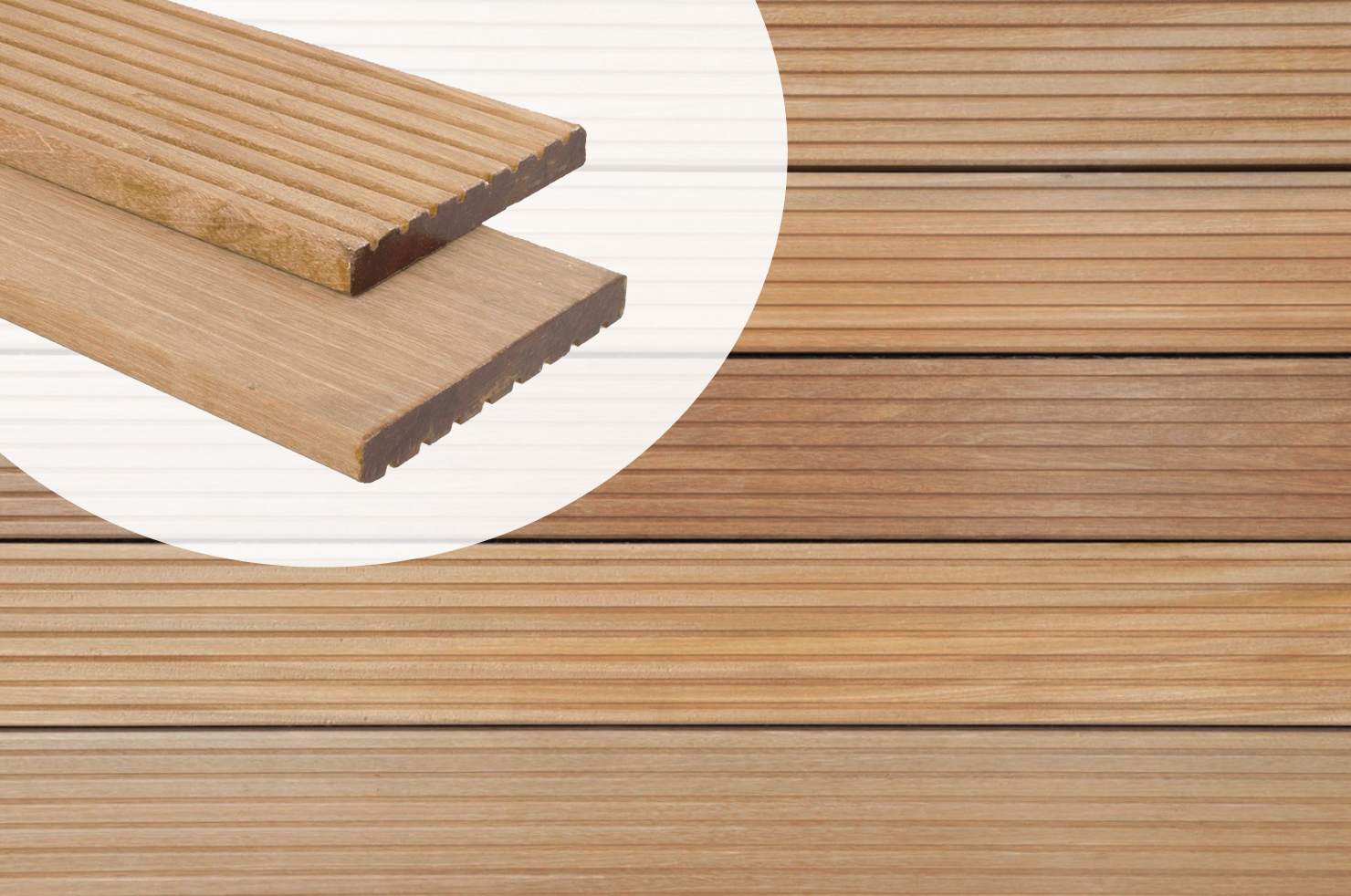 Vlonderplank Kapur Hardhout 2.1 x 14.5 cm Groef / Glad