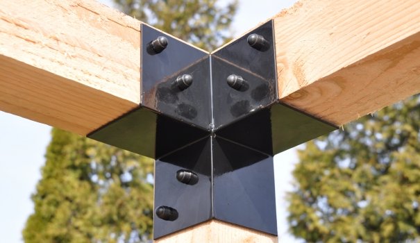 Pergola Hoekverbinding Zwart Gecoat voor 9x9cm balken incl. bevestigingsset