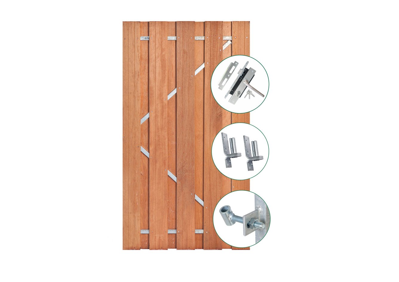 Schuttingdeur Solide Keruing Hardhout 100x180cm in stalen deurframe
