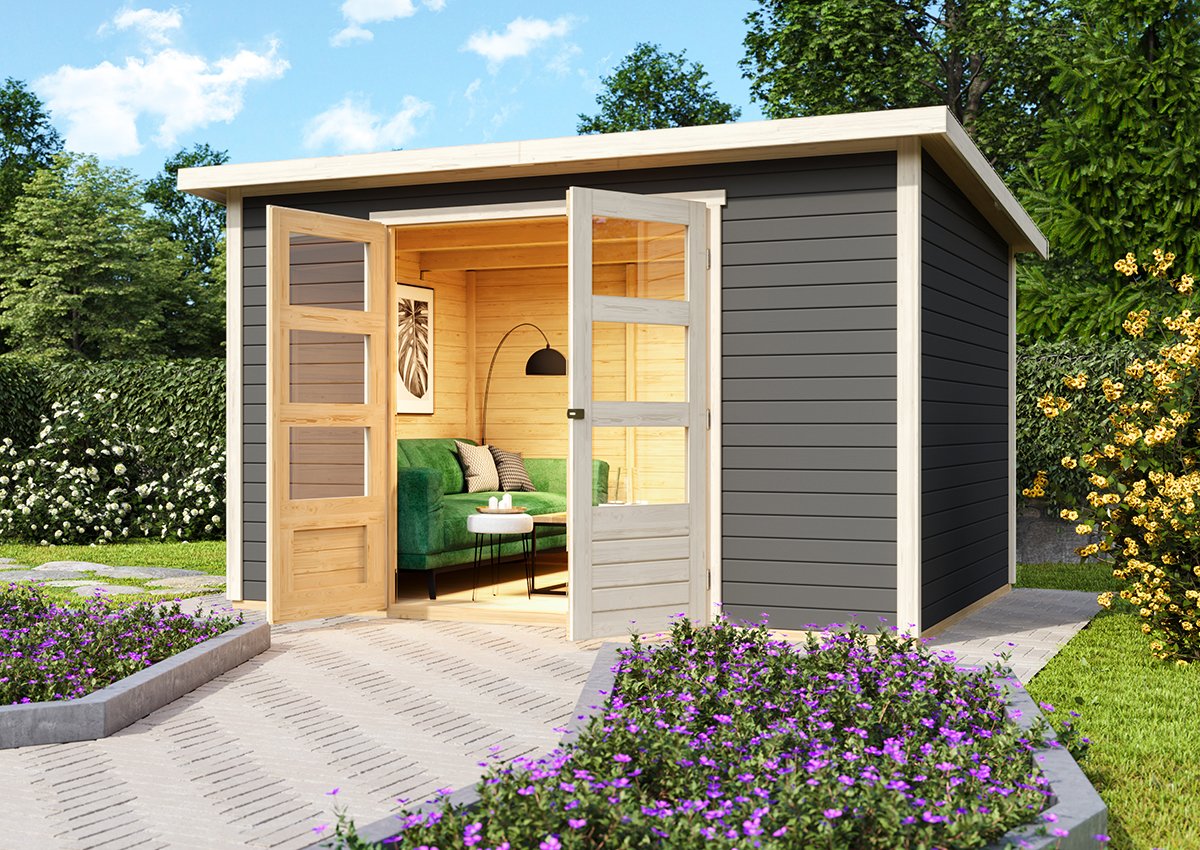 Tuinhuis Stockach 5 Karibu Terragrijs 330x282x197cm Wanddikte 19mm