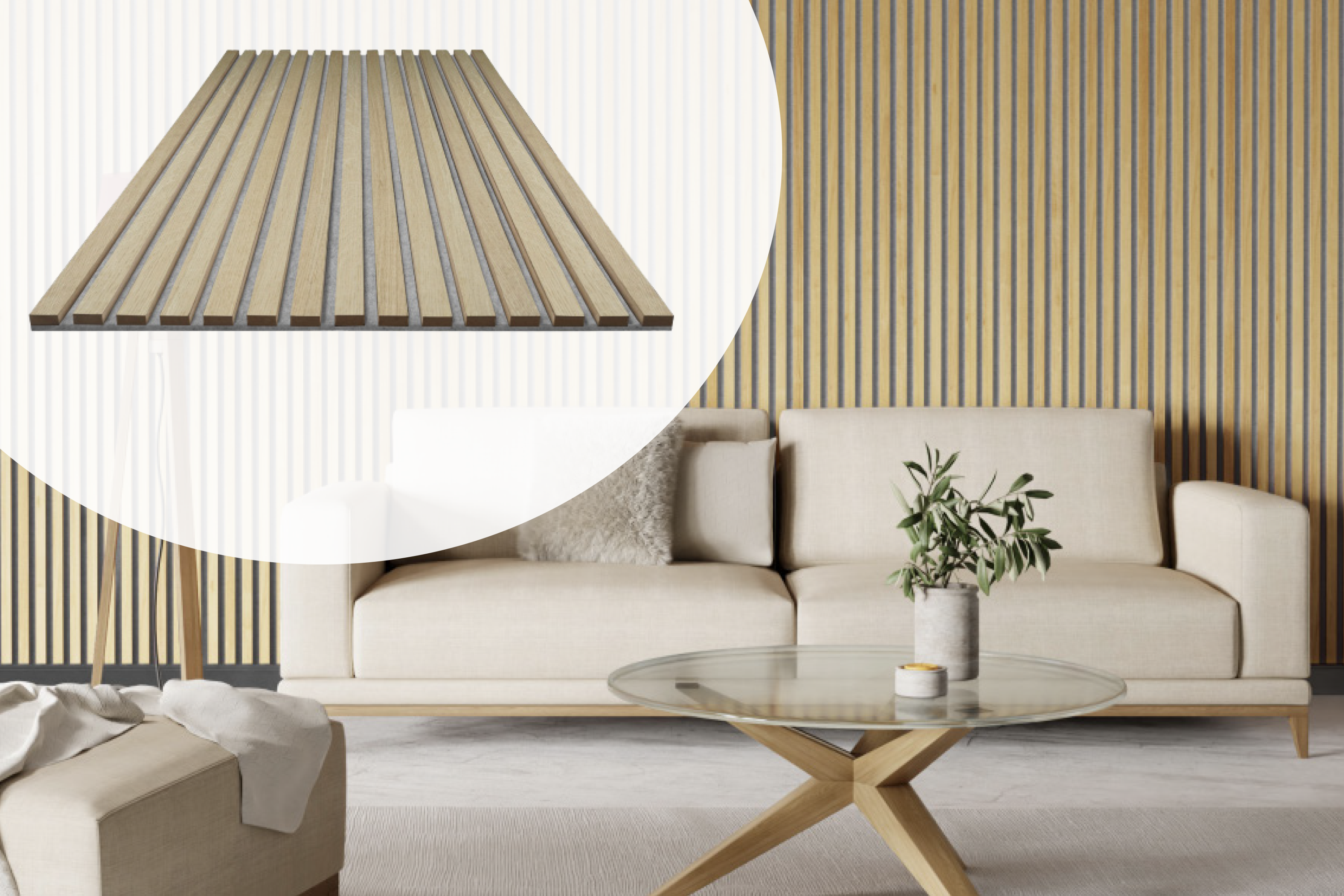 Gadero Akoestisch Wandpaneel 250x60x2cm Licht Eiken